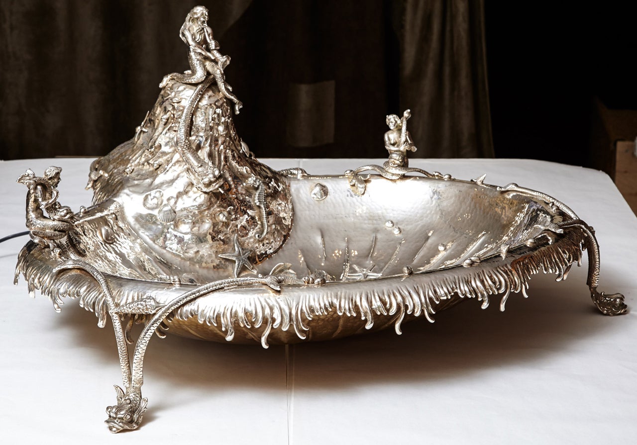 A handmade silver champagne fountain