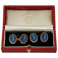 Golfing enamel gold cufflinks