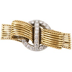 Cartier 1950's Diamond Gold Brooch