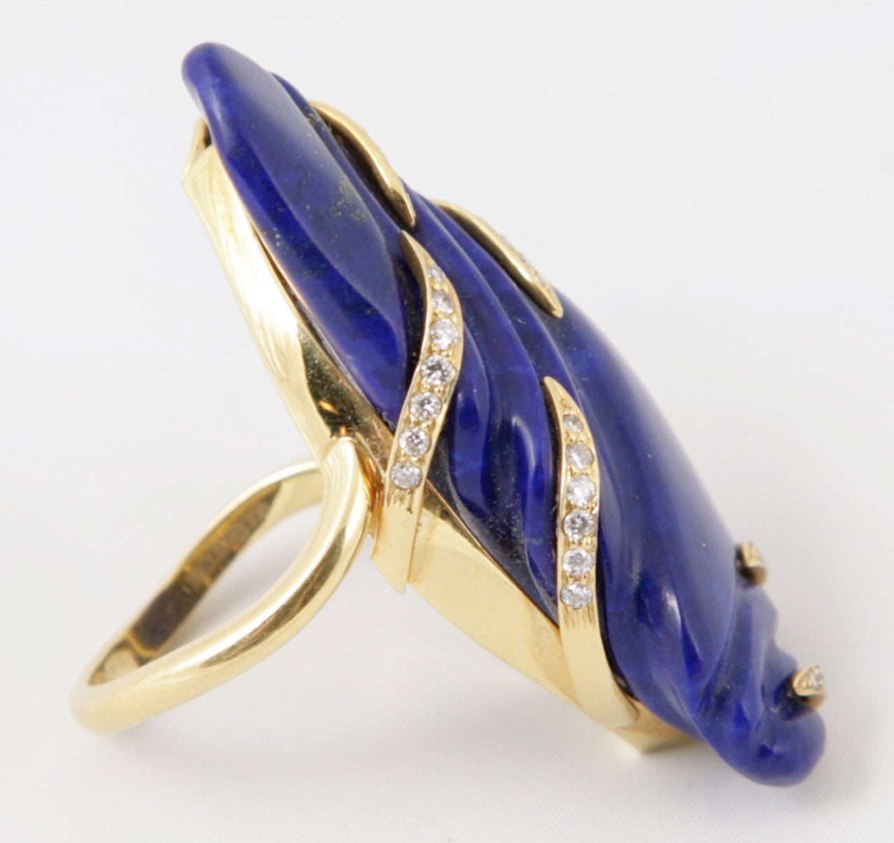 Lapis Lazuli Diamond Ring Freeform Moderne 3
