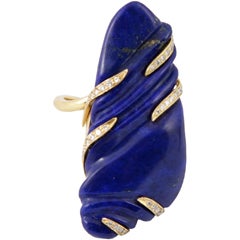 Lapis Lazuli Diamond Ring Freeform Moderne