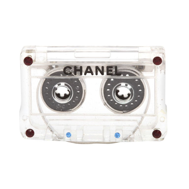 Chanel Mini Cassette Tape Motif Brooch