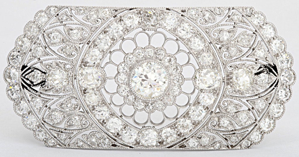 Marcus & Co. Diamond Platinum Filagree Brooch For Sale 1