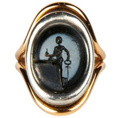 RING WITH ROMAN NICOLO INTAGLIO