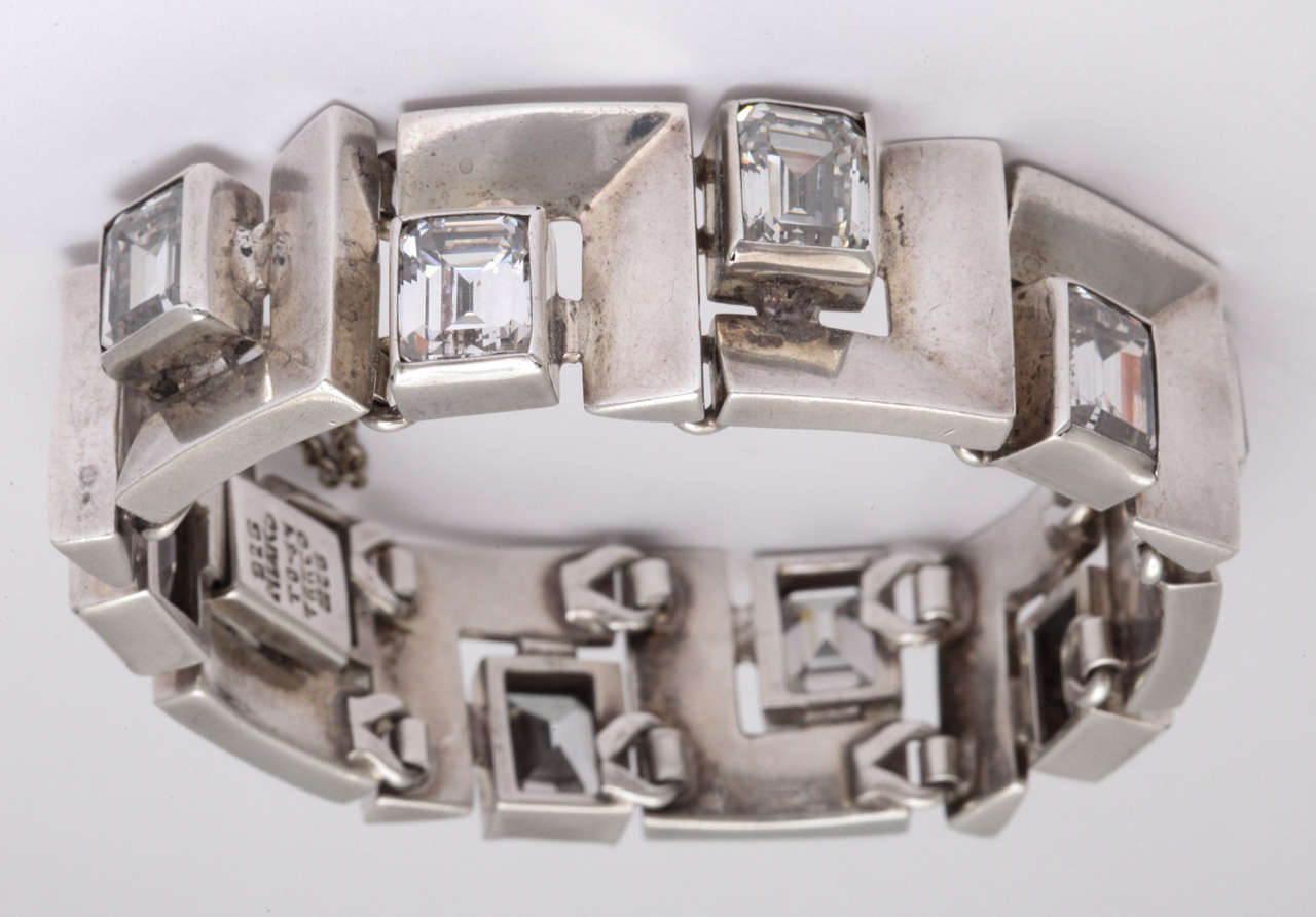 Mexican Faceted Stone Sterling Bracelet