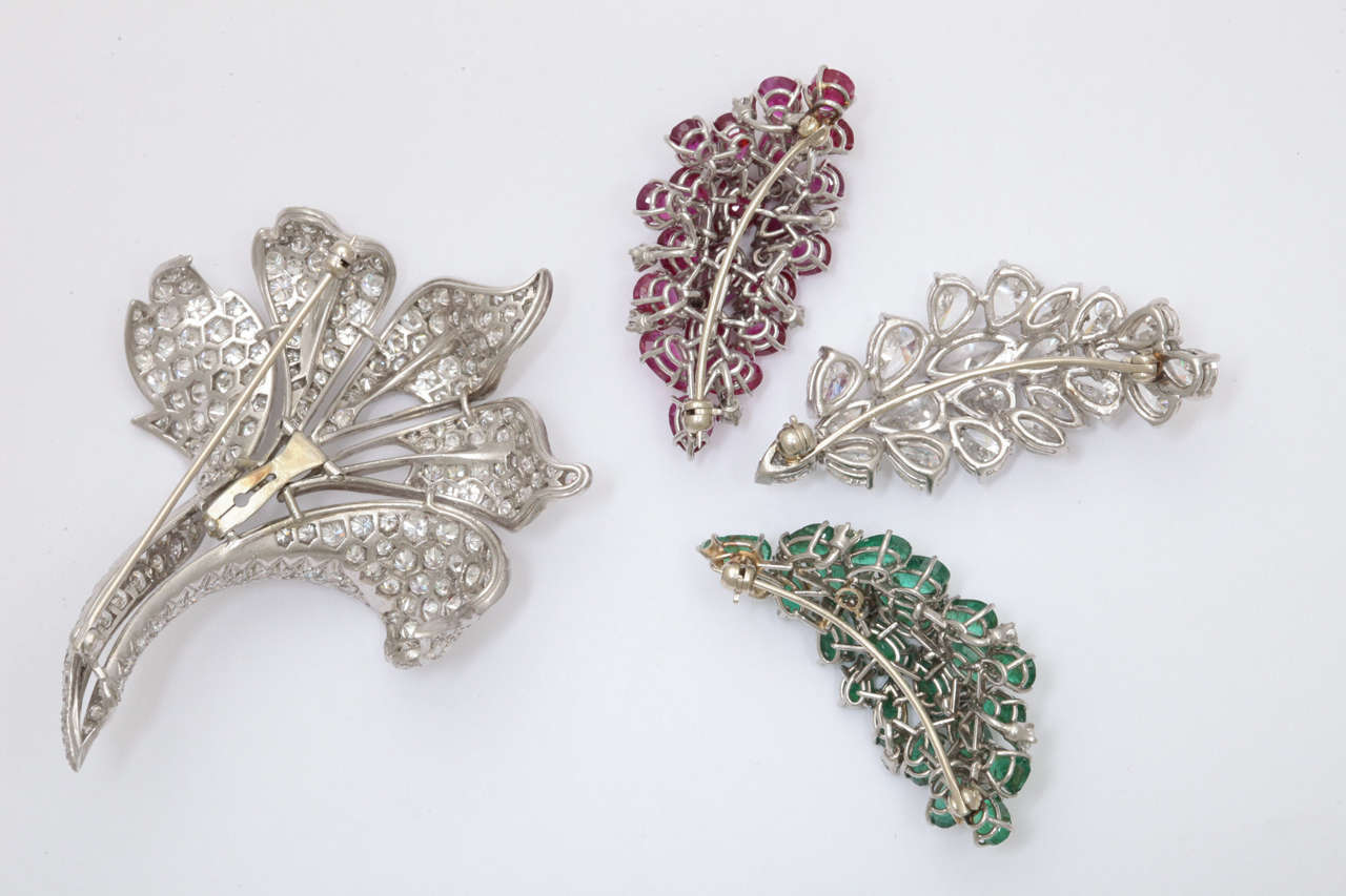 Diamond Flower Brooch with 3 Interchangeable Centers 1