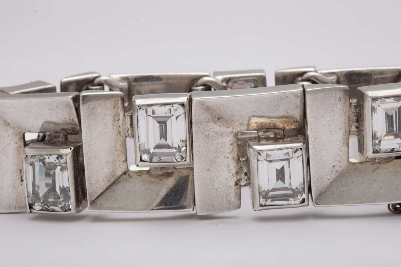 Mexican Faceted Stone Sterling Bracelet at 1stDibs
