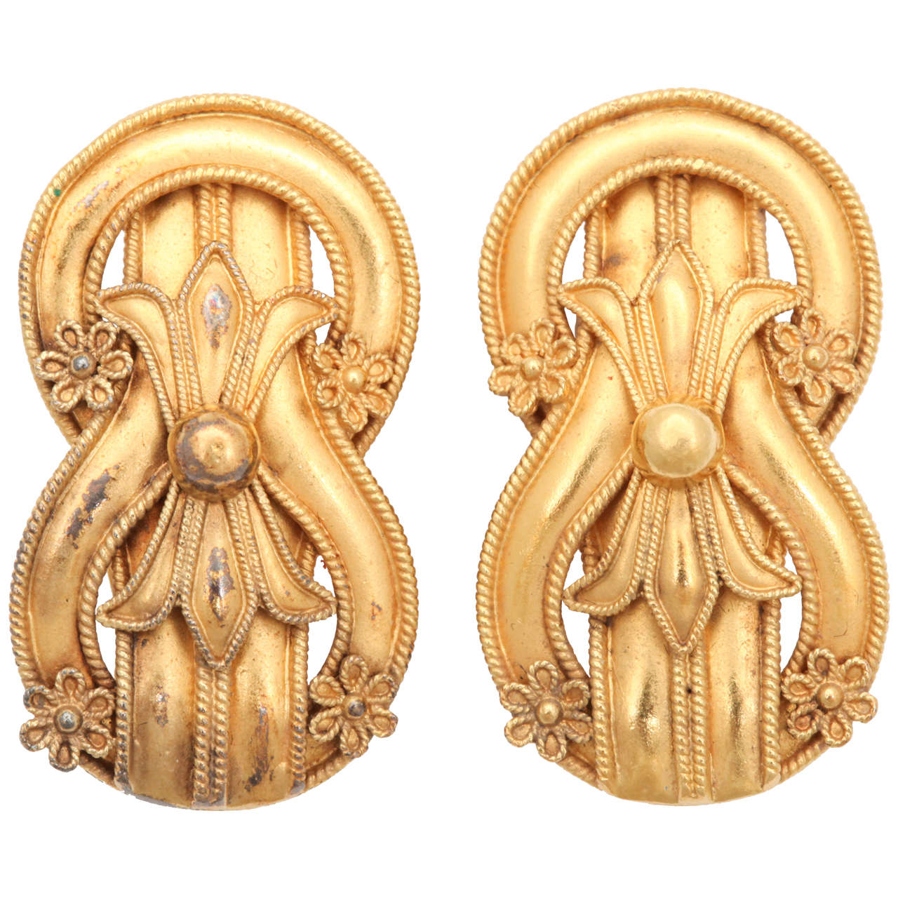 Etruscan Style Gold Clip on Earrings For Sale at 1stDibs etruscan gold earrings, etruscan