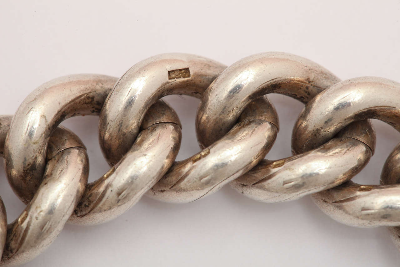 Women's or Men's Lighthearted Heavy Curb Link Silver Bracelet