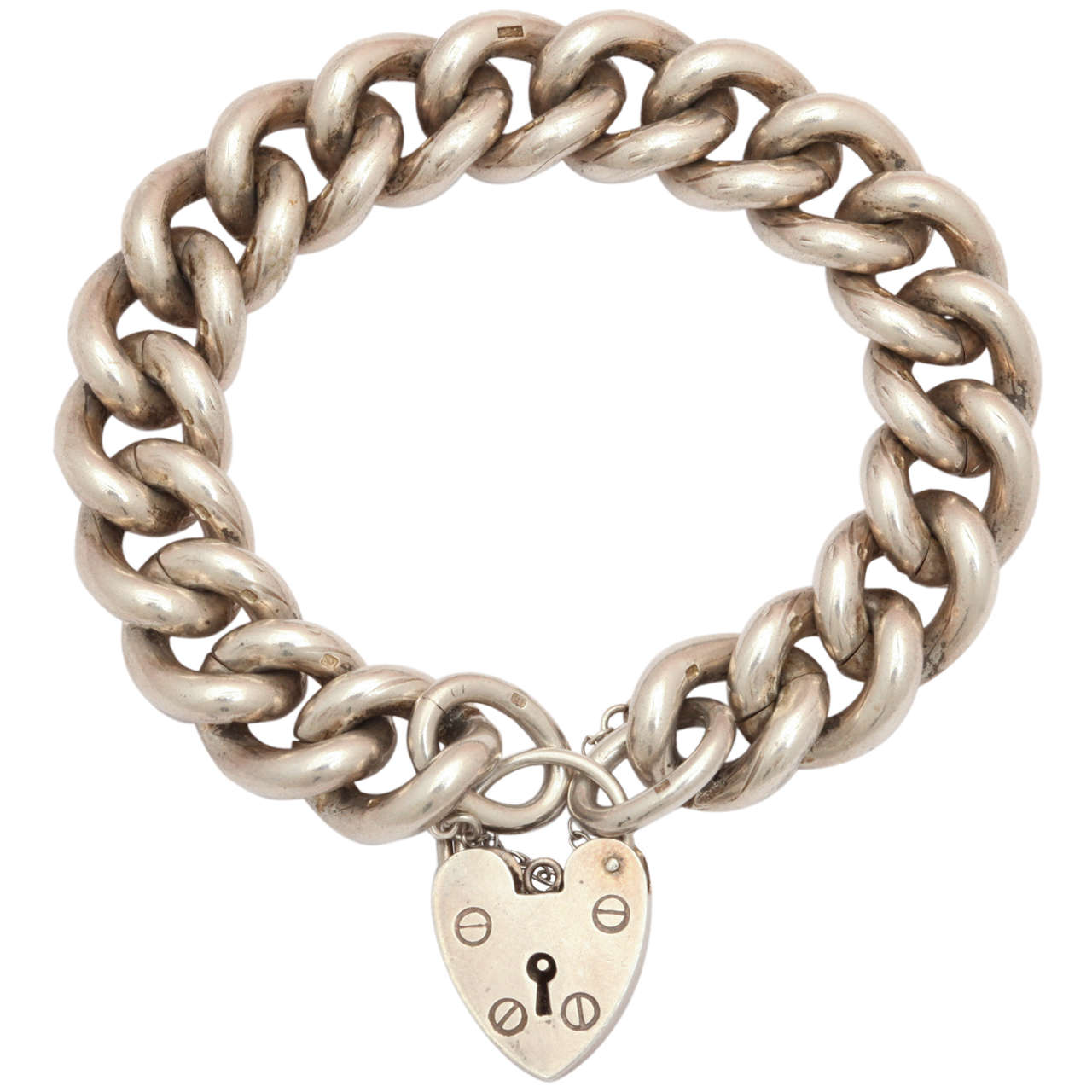 Lighthearted Heavy Curb Link Silver Bracelet