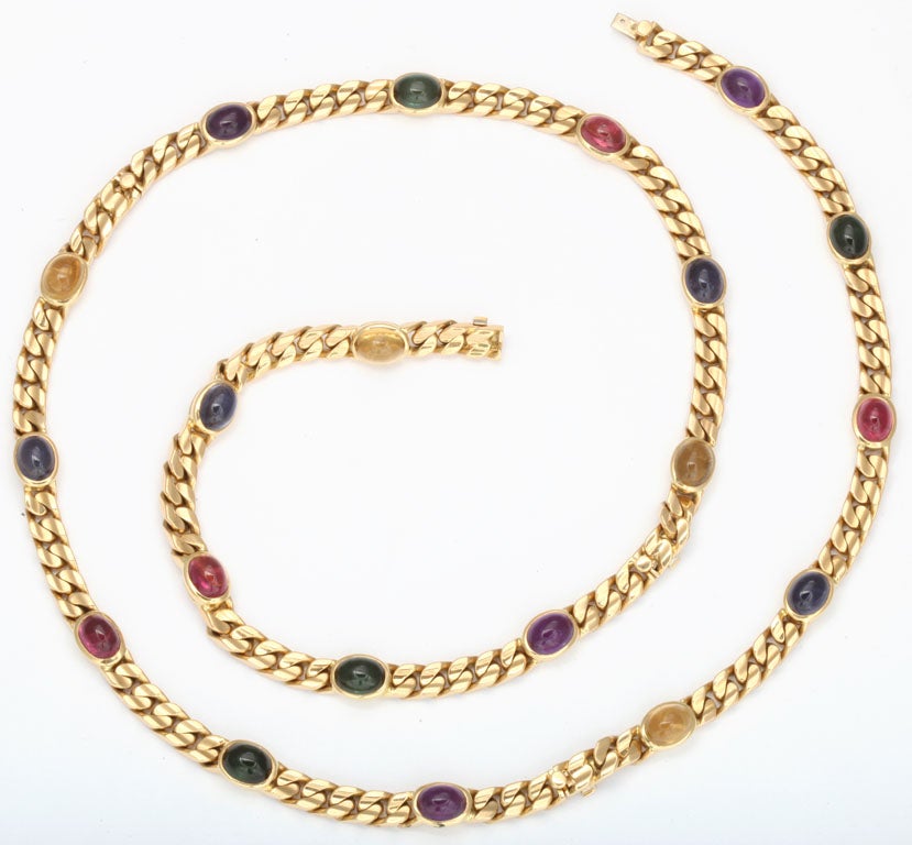 Contemporary Gold Convertible Multi Stone Bracelet/ Necklace Set