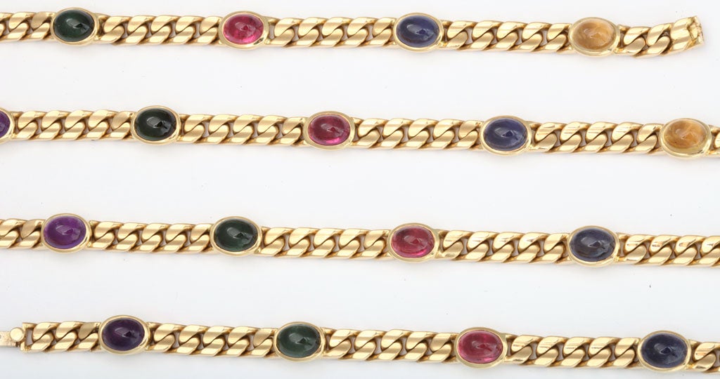 Gold Convertible Multi Stone Bracelet/ Necklace Set In Excellent Condition In New York, NY