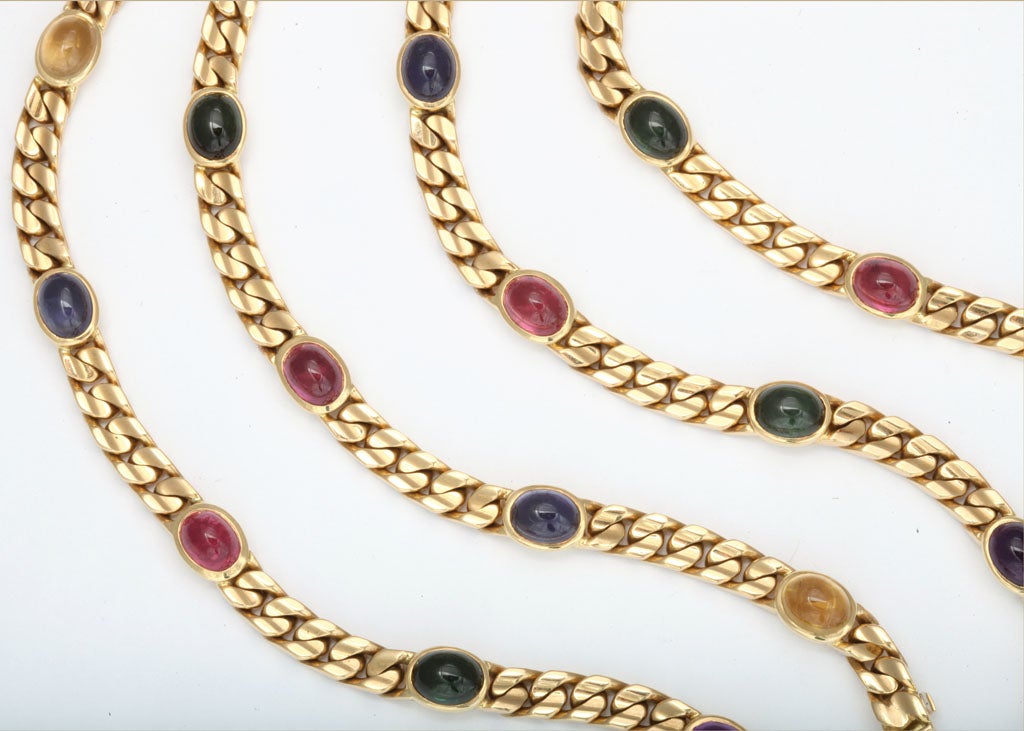 Gold Convertible Multi Stone Bracelet/ Necklace Set 2