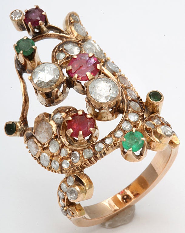 Rose Diamond & Colored Stone Index Ring