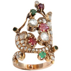 Rose Diamond & Colored Stone Index Ring