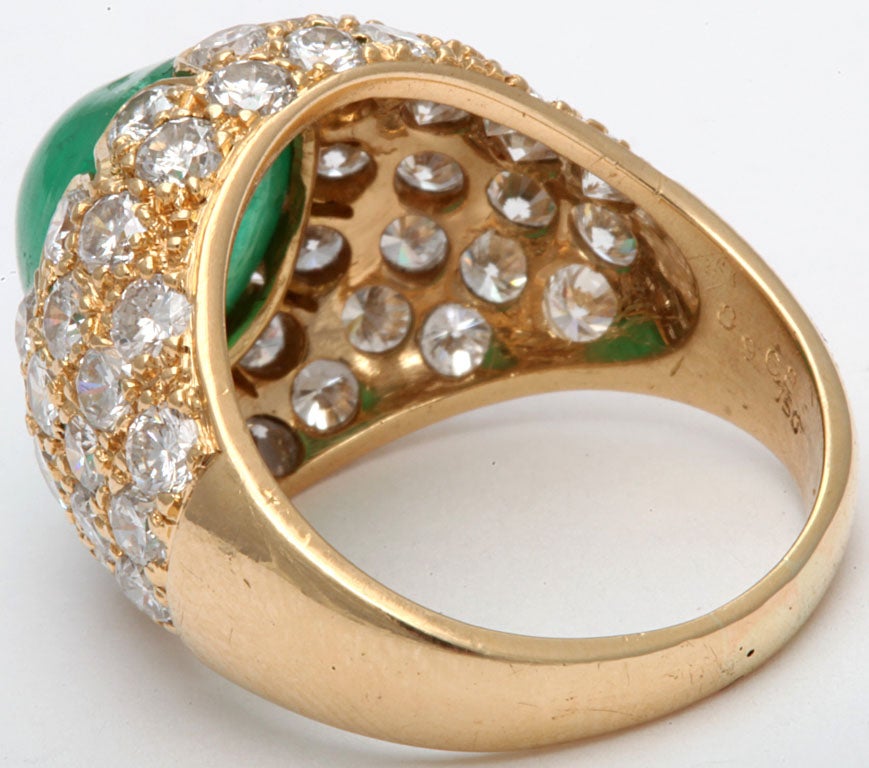 Women's Fabulous Cabochon Emerald & Diamond Pinky Ring