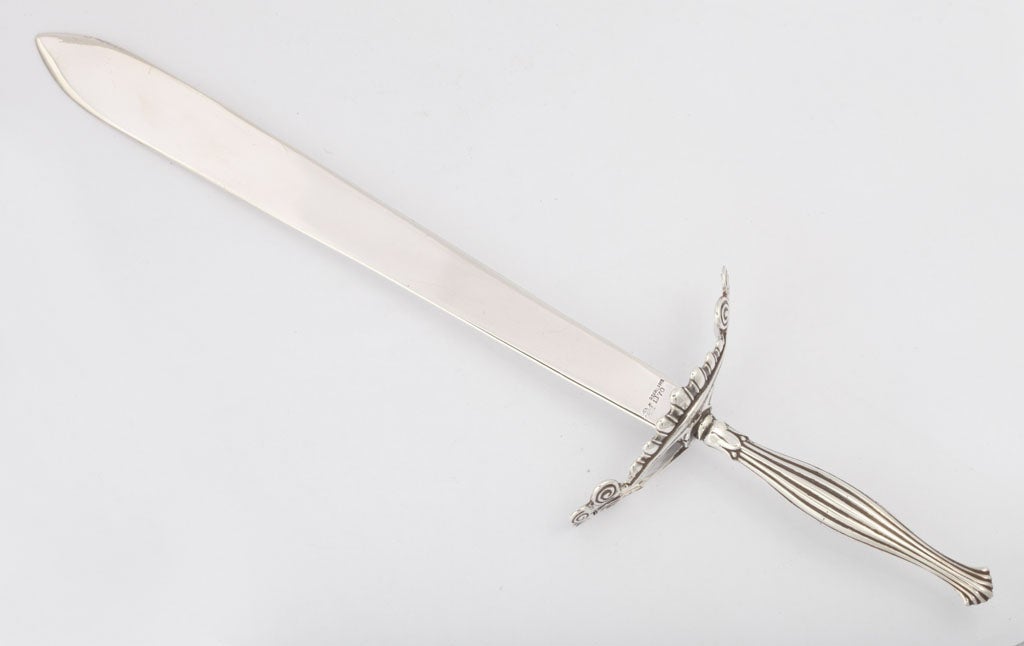 Sterling silver, sword-form letter opener, Redlich & Co., New York, Ca. 1895. @11