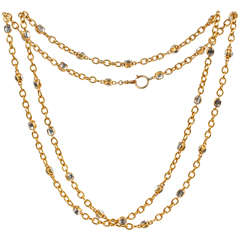 Vintage Chanel Gold Chain and Crystal Sautoir