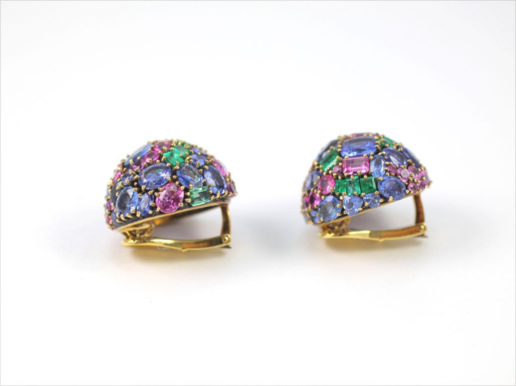 MARILYN COOPERMAN Multi-color Sapphire Dome Earrings