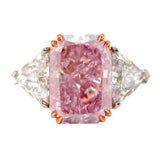 Fancy Intense Purple-Pink Radiant Cut 7ct.Diamond Ring