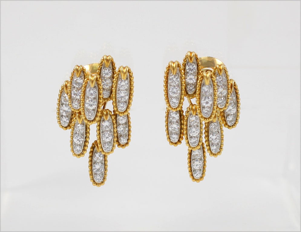 18k Yellow Gold and Diamond Dangle Earrings