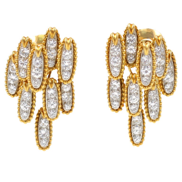 VAN CLEEF & ARPELS Paris Gold and Diamond Earrings For Sale