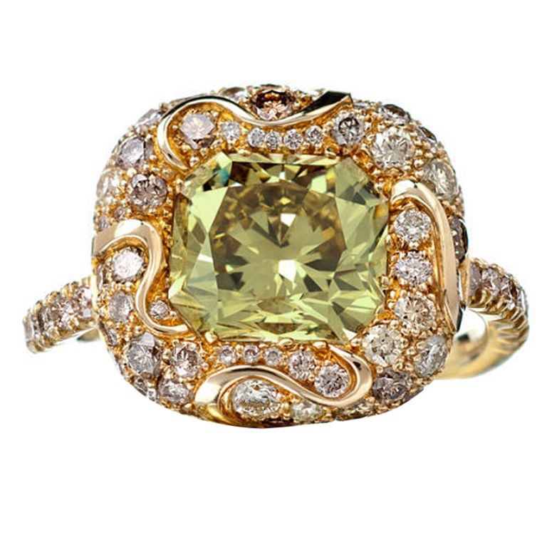 Multicolored Diamond Pillow Ring at 1stdibs