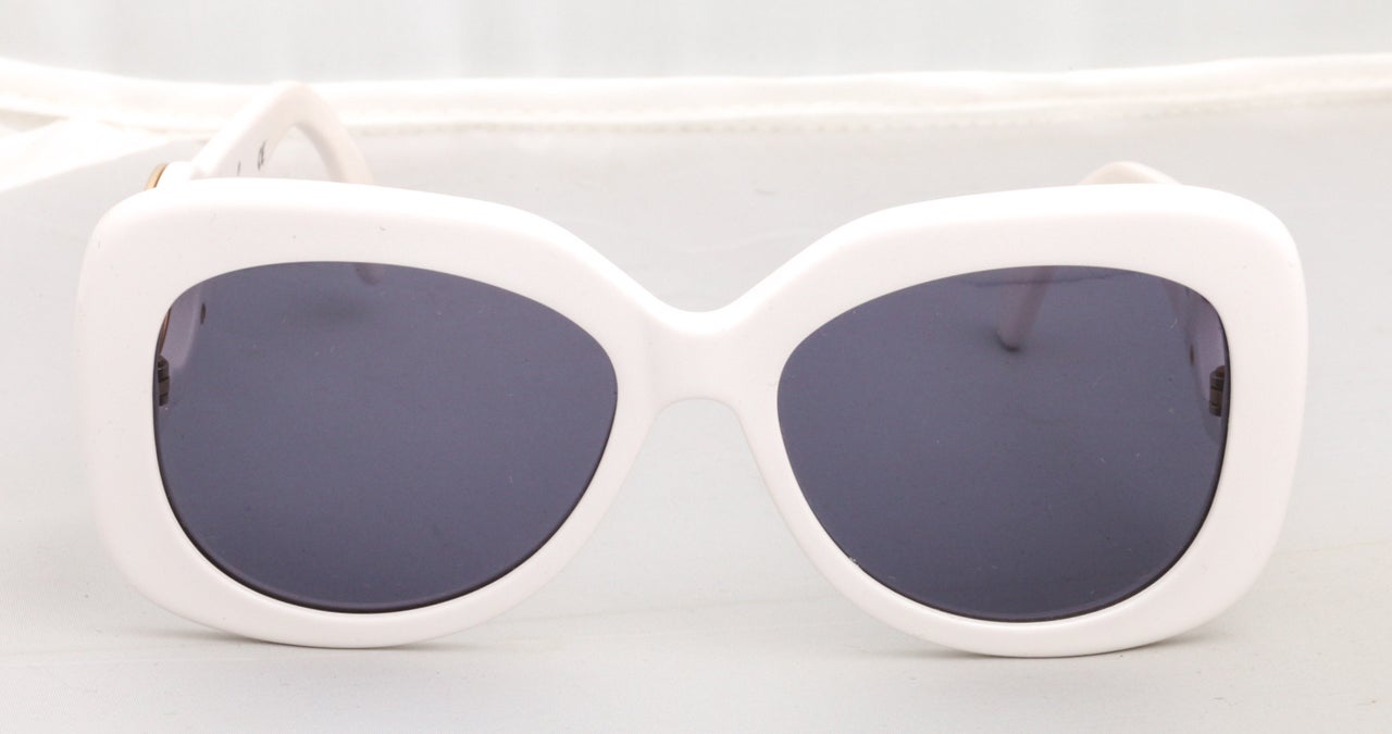 Chanel White Sunglasses with Gold CC 1