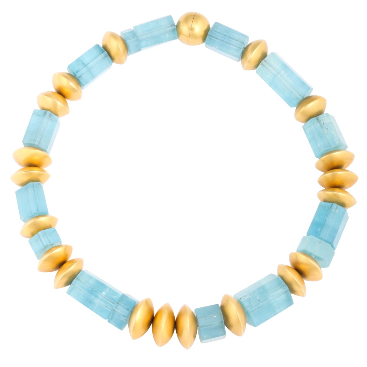 Sumptuous Aquamarine and Gold Necklace