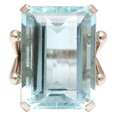 Aquamarine White Gold Retro Ring