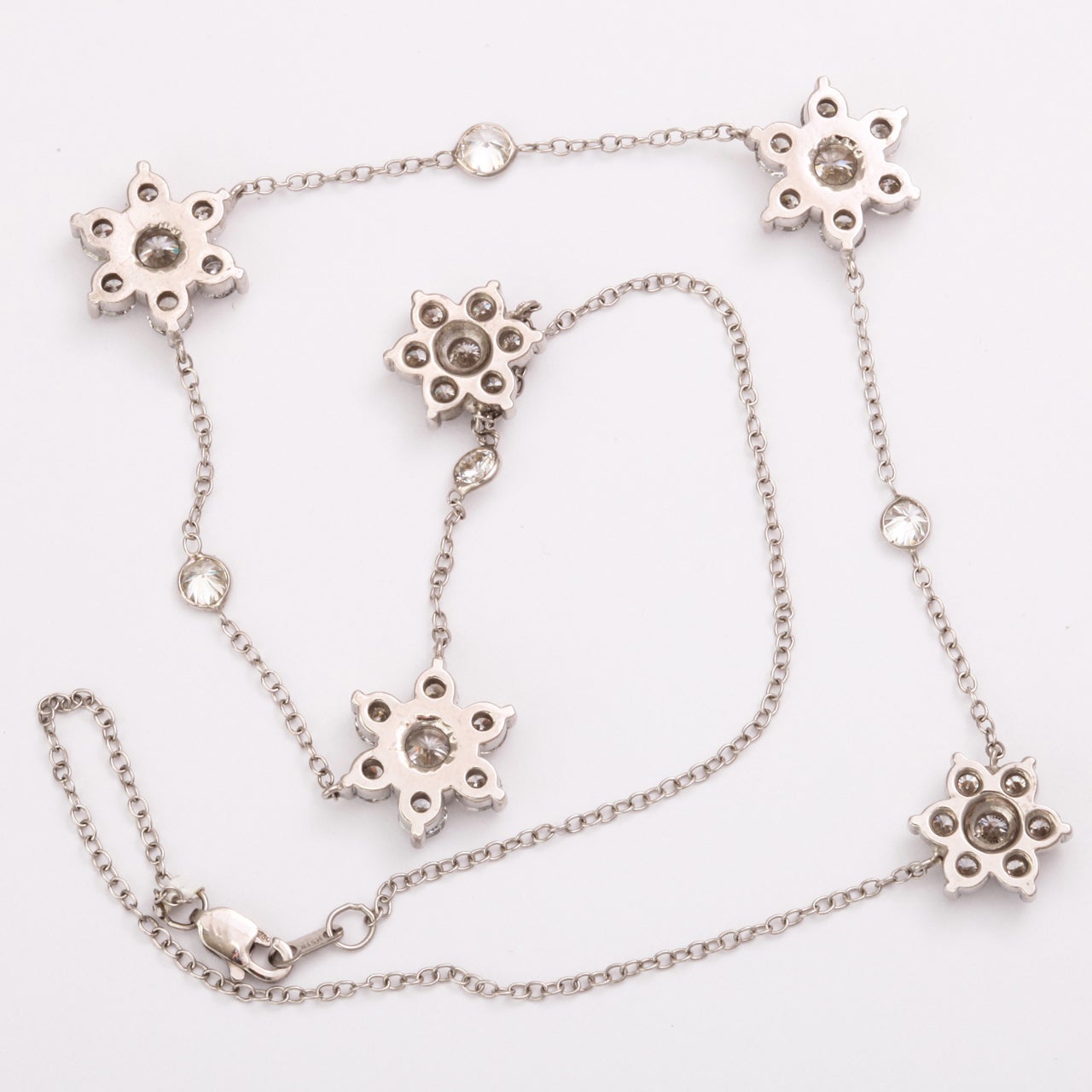 Gorgeous Diamond Flower Cluster Necklace For Sale 3