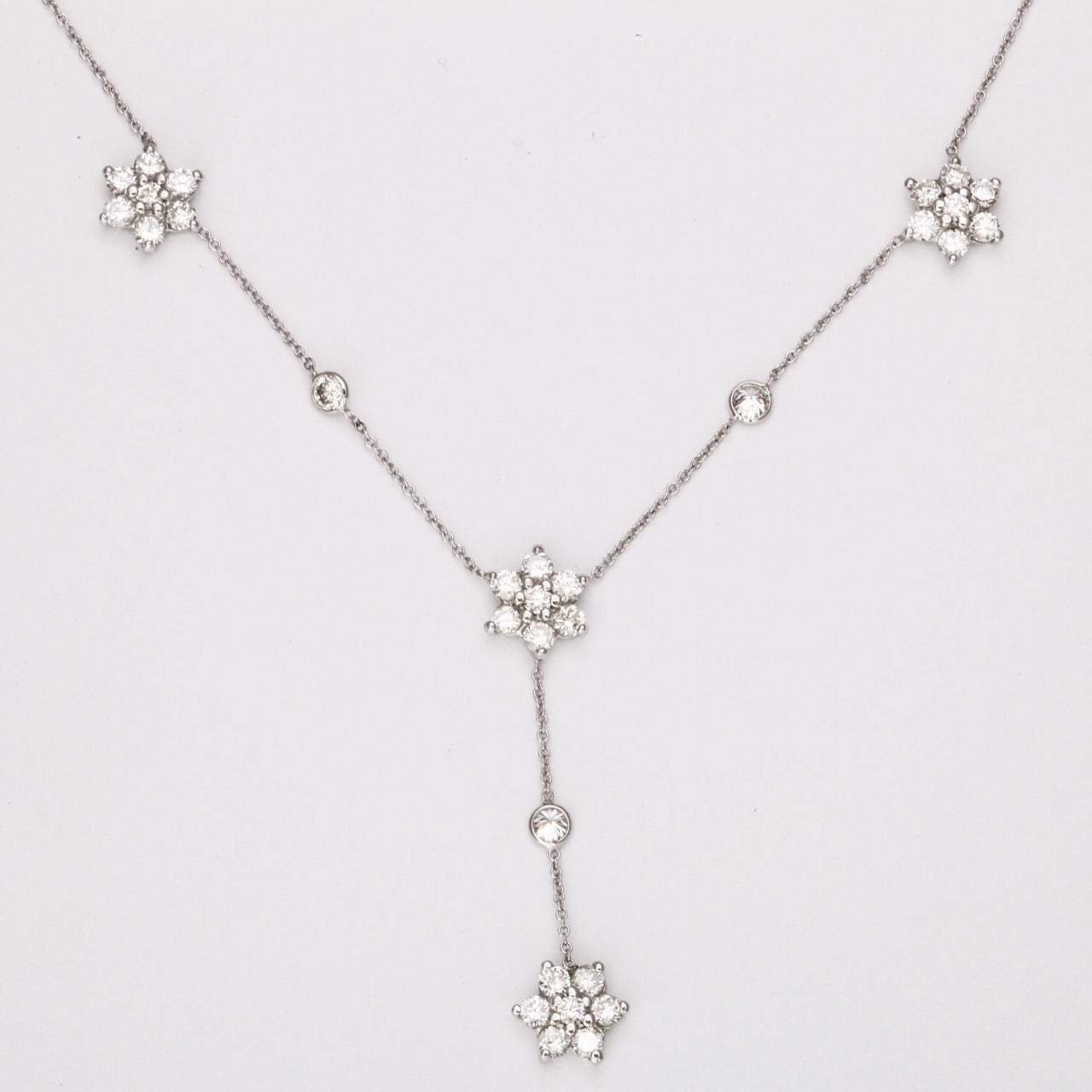 Diamond Cluster Flower Drop Necklace