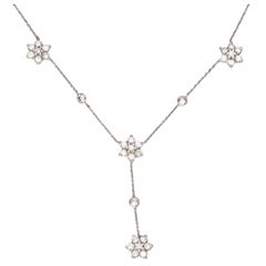 Diamond Cluster Flower Drop Necklace