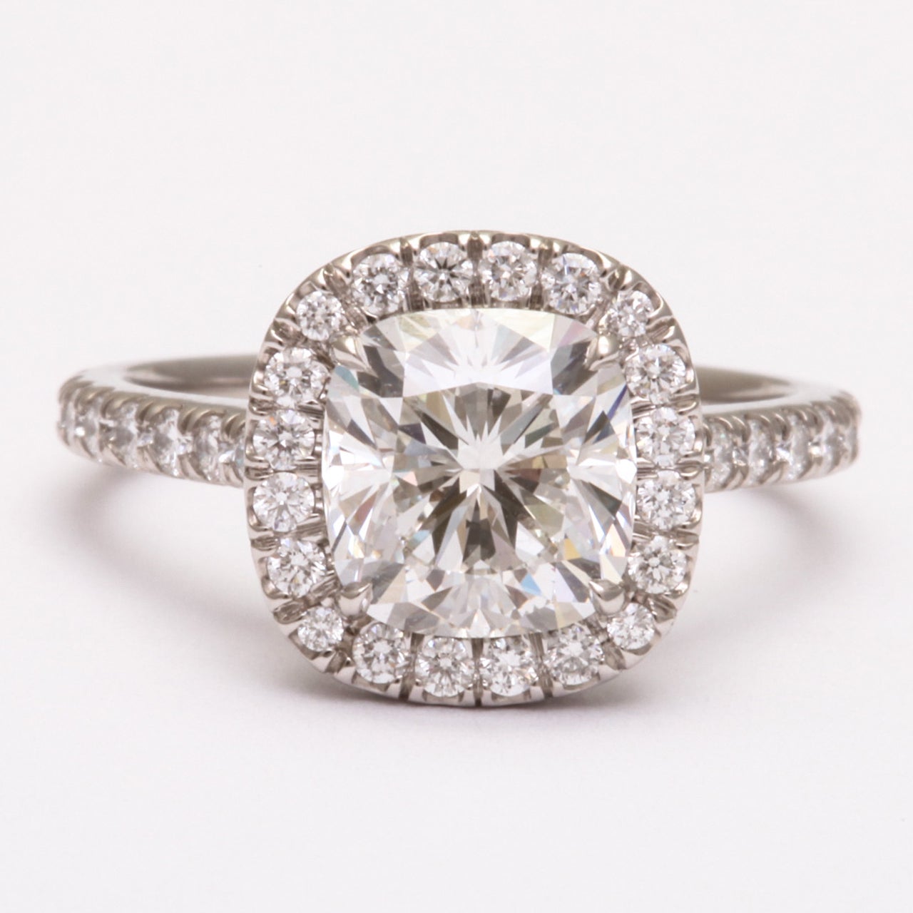 Modern Exceptional Diamond Cushion Engagement Ring, GIA For Sale