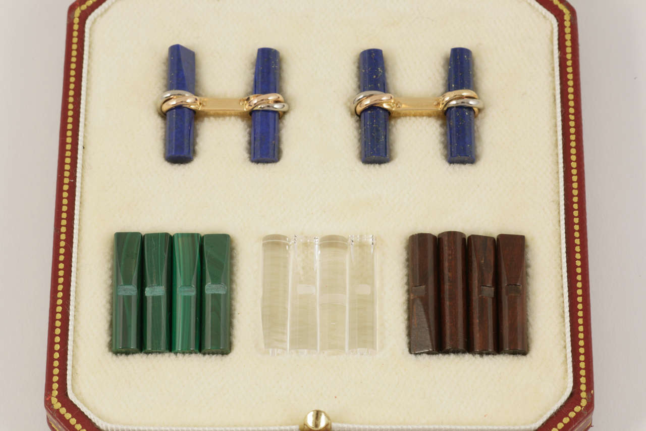 Cartier Set of Two Colour Gold Crossover Baton Cufflinks 6