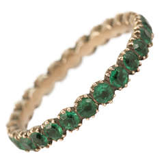 Rare Early 19th Century Gold Mounted and Foiled Green Paste Set Eternity Ring