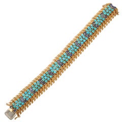 TIFFANY Turqoise And Sapphire Gold Bracelet