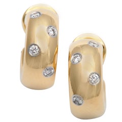 TIFFANY Gold And Diamond Half Hoop Earrings