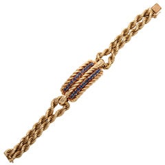 VAN CLEEF & ARPELS Gold Rope Design Bracelet With Sapphires