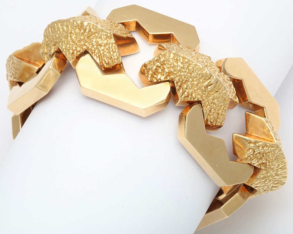 Tiffany Retro Machine Age Gold Bracelet For Sale 4