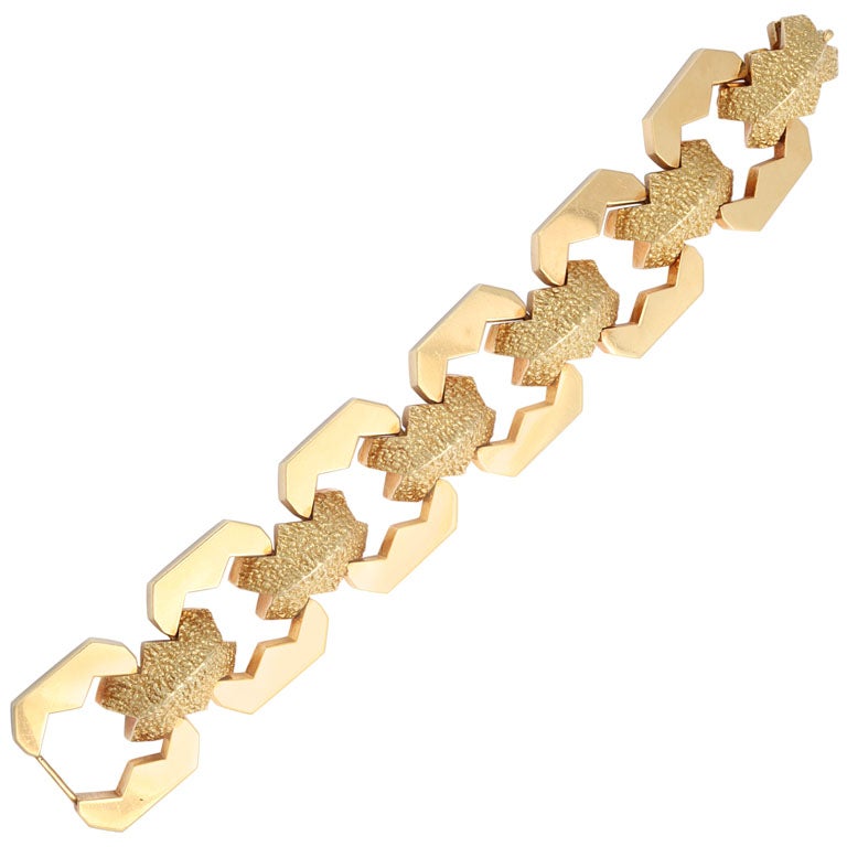 Tiffany Retro Machine Age Gold Bracelet For Sale