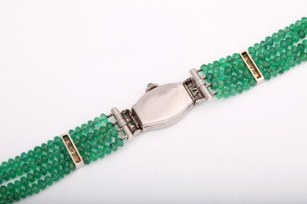 Art Deco Emerald & Diamond Longines Watch on Emerald Band 3