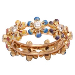 Delightful Daisy Flower Enamel and Diamond Ring / Band 1