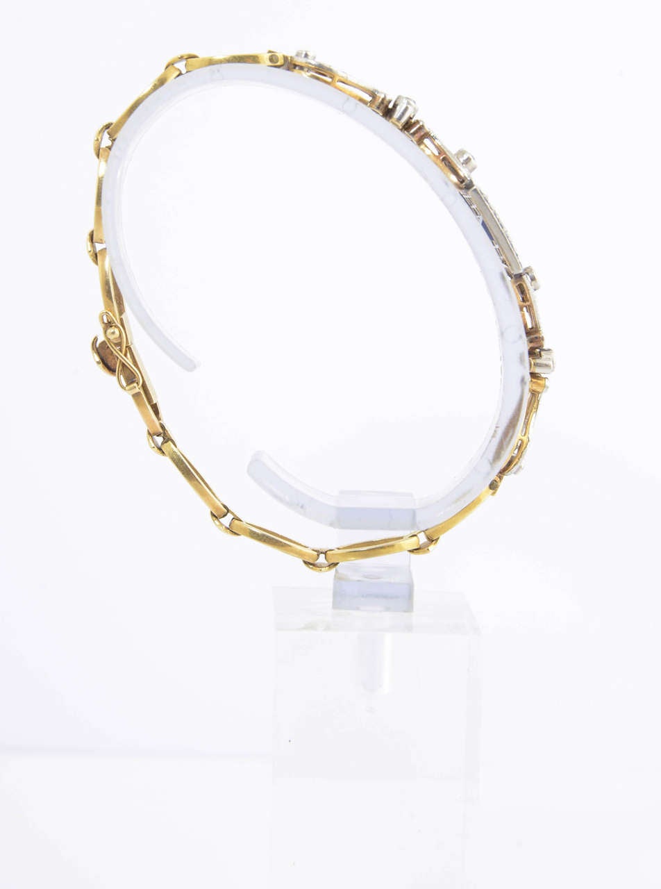 Belle Époque Sapphire Diamond Gold Platinum Bracelet In Good Condition For Sale In Miami Beach, FL