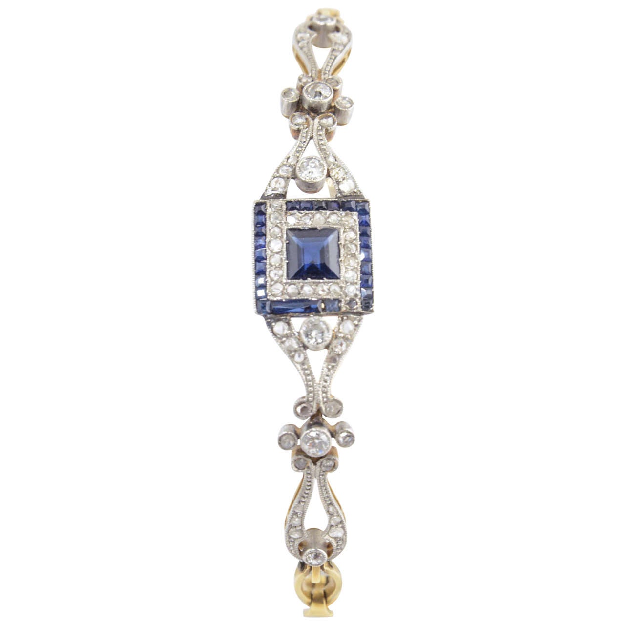 Belle Époque Sapphire Diamond Gold Platinum Bracelet