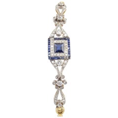 Vintage Belle Époque Sapphire Diamond Gold Platinum Bracelet