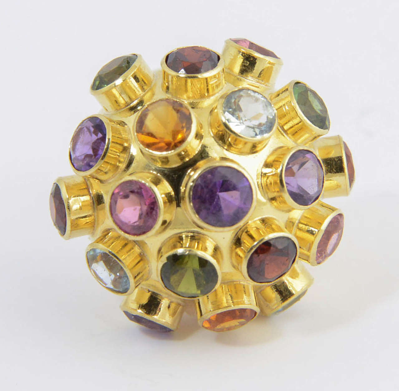 Women's Large 1950-1960's Sputnik Gemstone Gold Ring