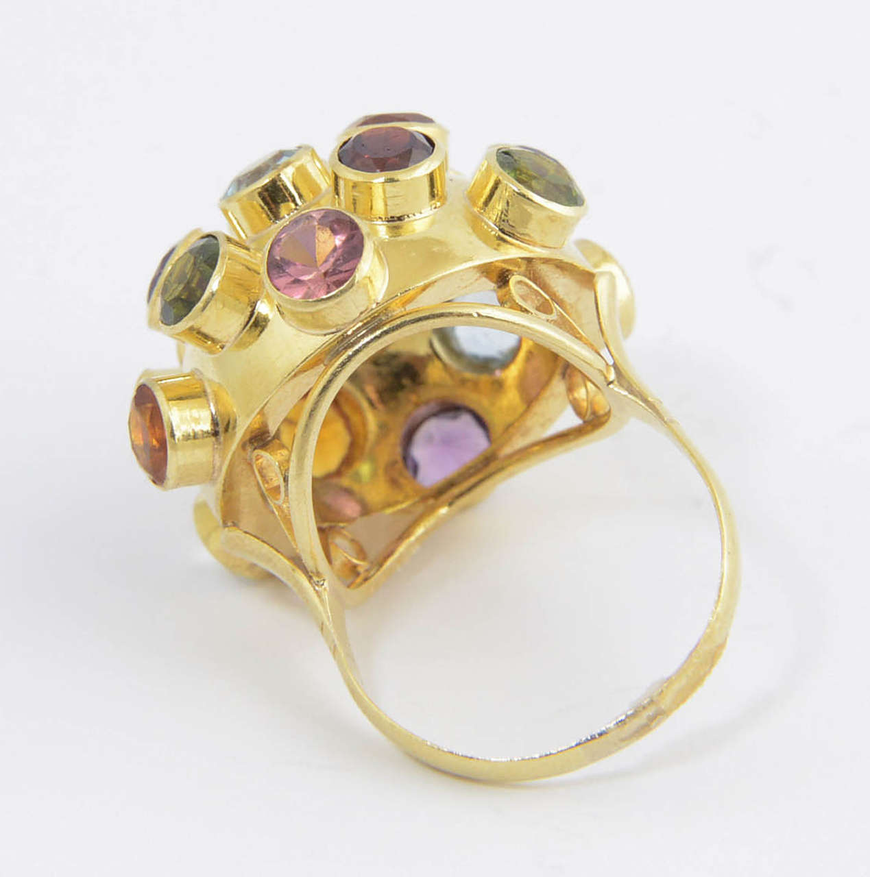 Large 1950-1960's Sputnik Gemstone Gold Ring 1