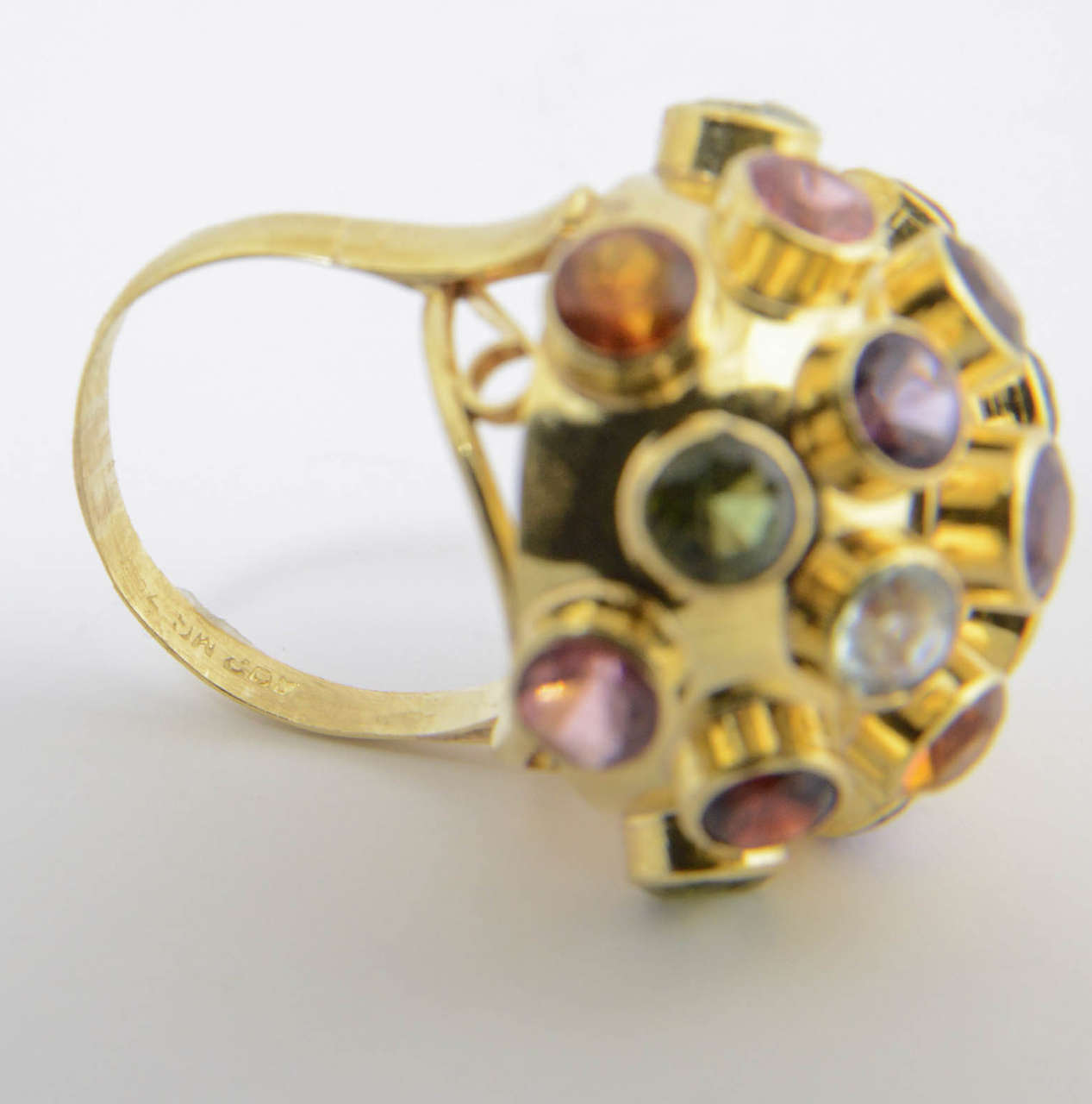 Large 1950-1960's Sputnik Gemstone Gold Ring 3