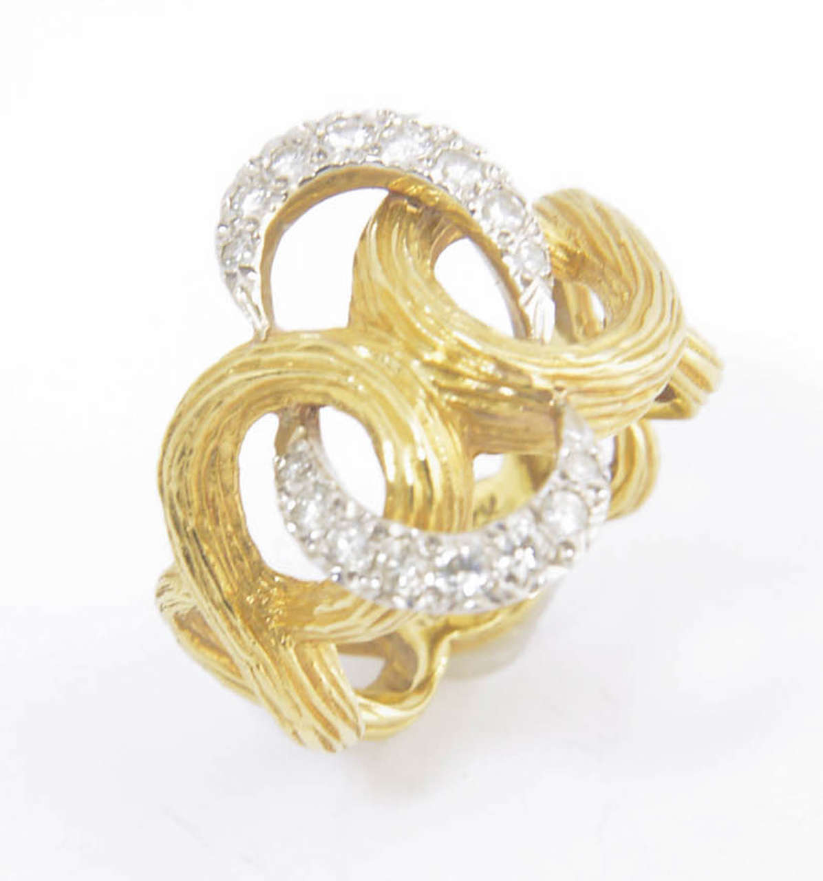Diamond Textured Gold Swirl Ring at 1stDibs swirl gold ring
